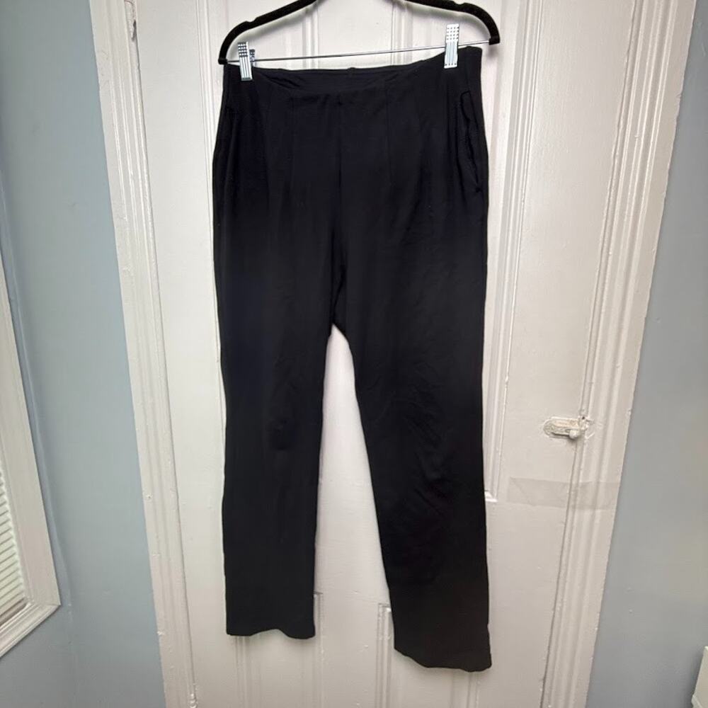 QVC Belle Kim Gravel Ponte Hollywood Pants Womens 12 Black Pull-on Stretch NWOT